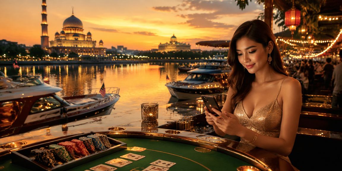 Meja Baccarat dalam talian bergaya moden di Putrajaya dengan suasana kasino langsung